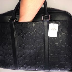 Authentic Coach Black Leather Briefcase Laptop Bag
